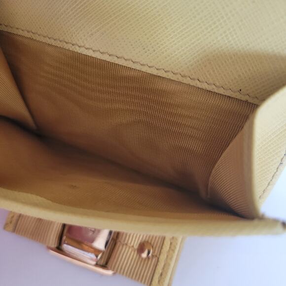 Salvatore Ferragamo Vala Wallet Leather Yellow Small Compact Card Bill Fair - Picture 9 of 12